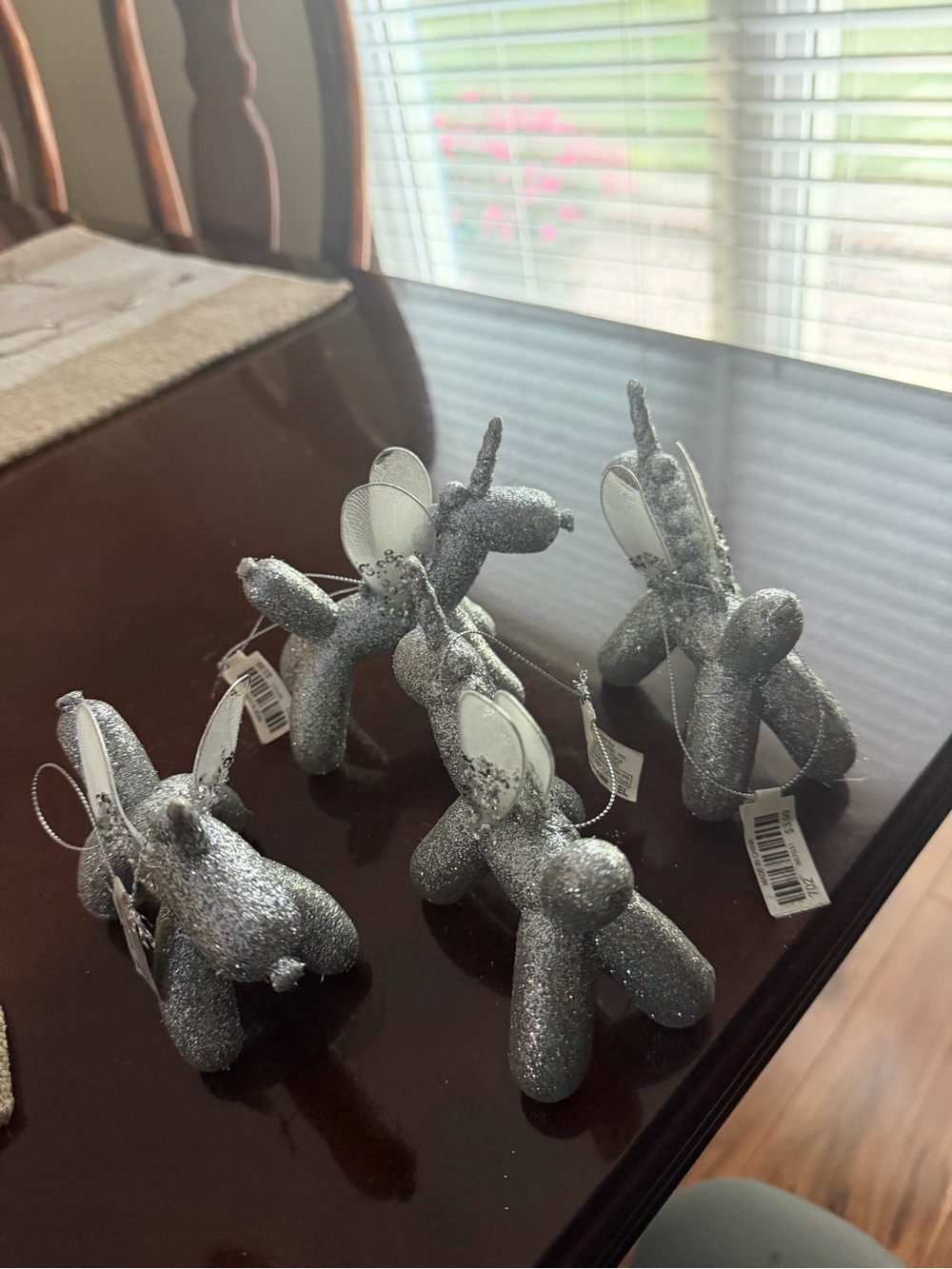 Silver Glitter Balloon Unicorn Holiday Ornaments (4) - Home Holiday